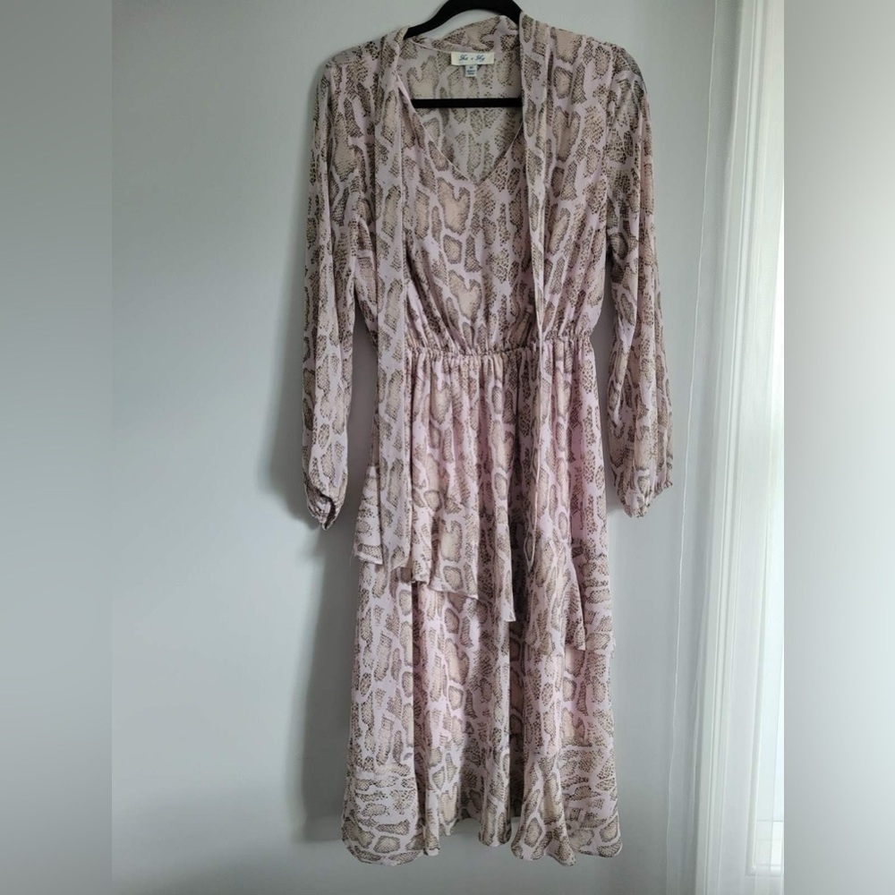 She + Sky Pink Long Sleeve Sundress